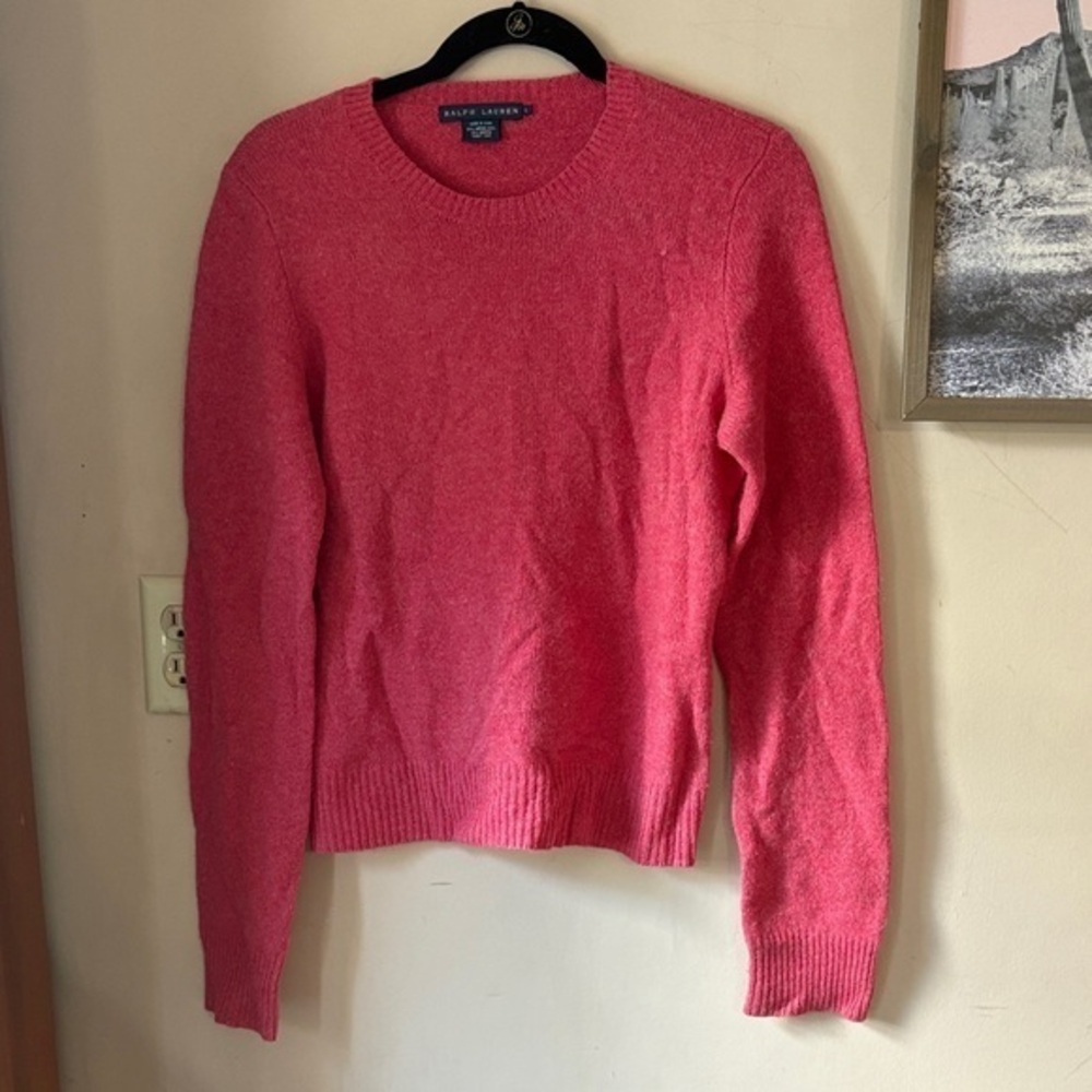 Vintage Ralph Lauren Brick Pink Merino & Angora Crewneck Sweater Large